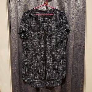 Woven Tee With Faux Leather Trim